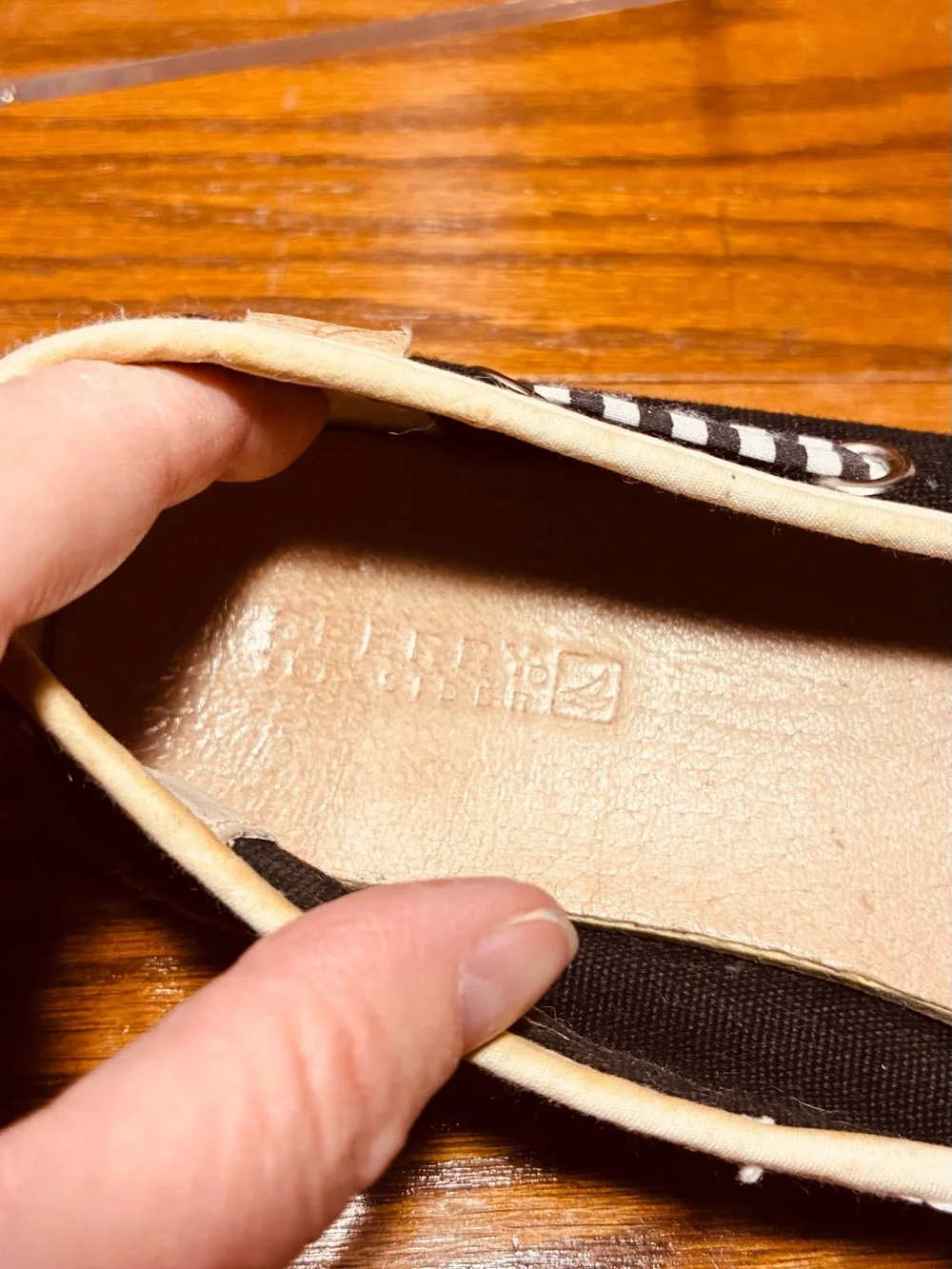 Sperry Striped Bow Canvas Espadrille Boat Flats Navy Size 8